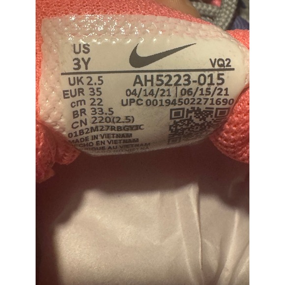 Nike Air Max Girls Running Sneakers Gray Pink Cushioned Athletic Shoes Size 3Y - Picture 12 of 12
